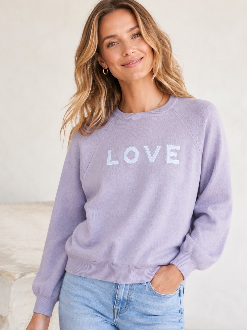 Pink Martini Lavendar ‘Love’ Crew Neck Sweater